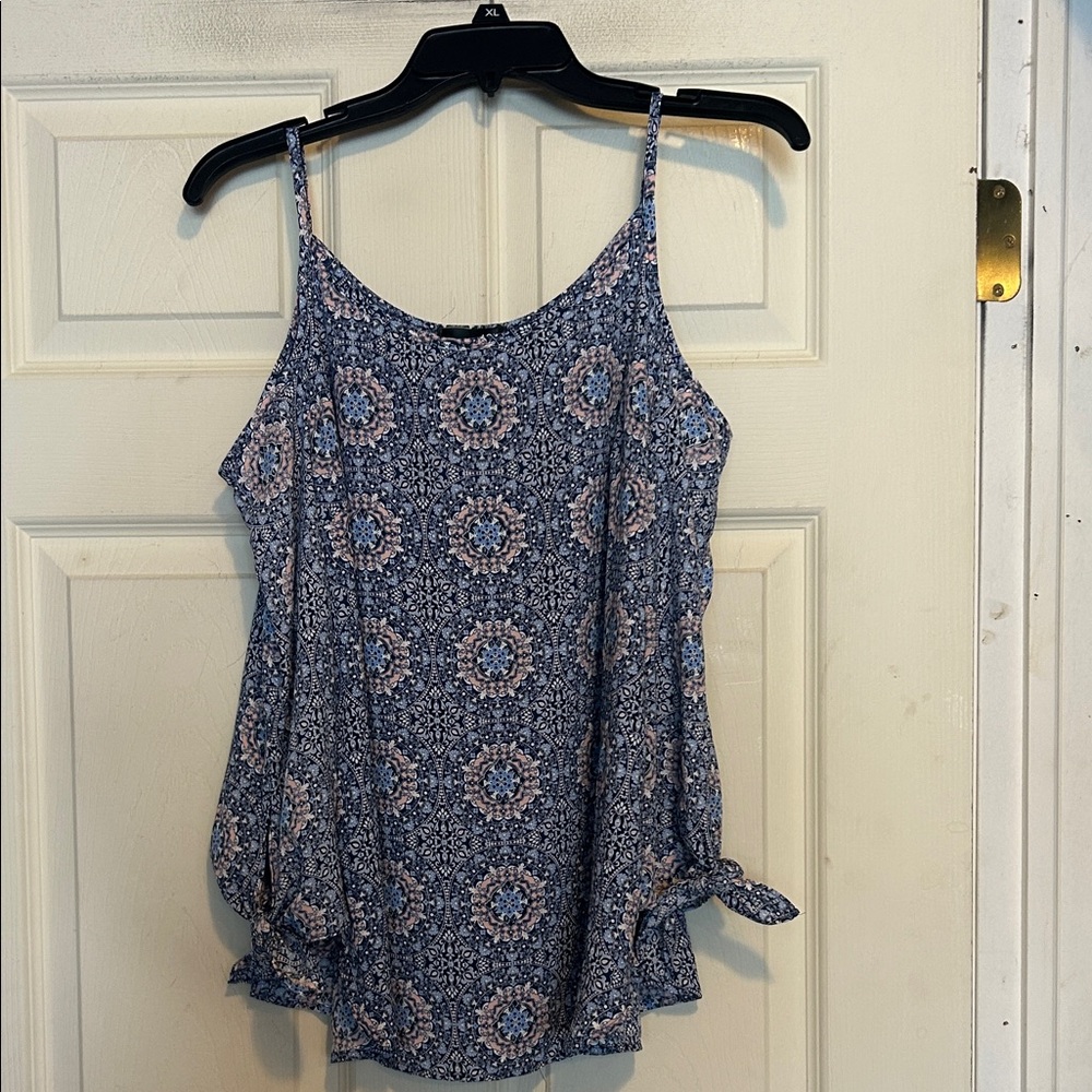 Aqua Cold Shoulder Pink and Blue Blouse Size Medium